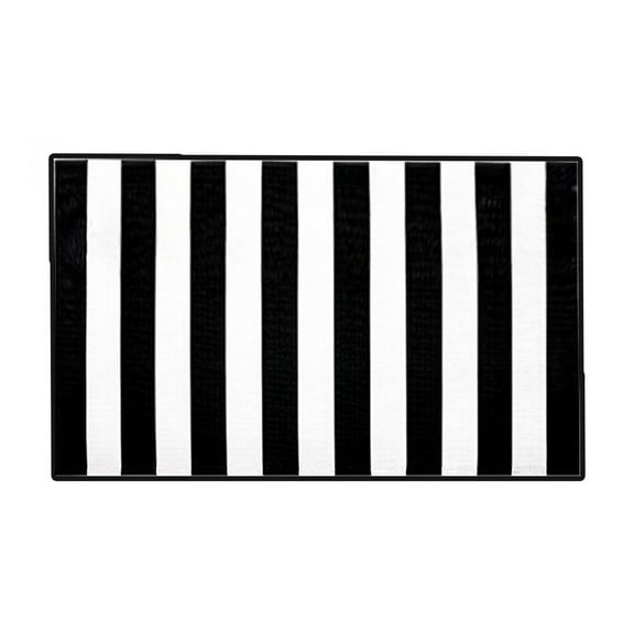 Outdoor Rug 24" x 16", Machine Washable Rug, Modern Area Rug, Floor Mat Striped Carpet for Bath, RV, Patio, Porch, Backyard, Deck, Picnic, Living Room, Beach, Camping, Black & Beige