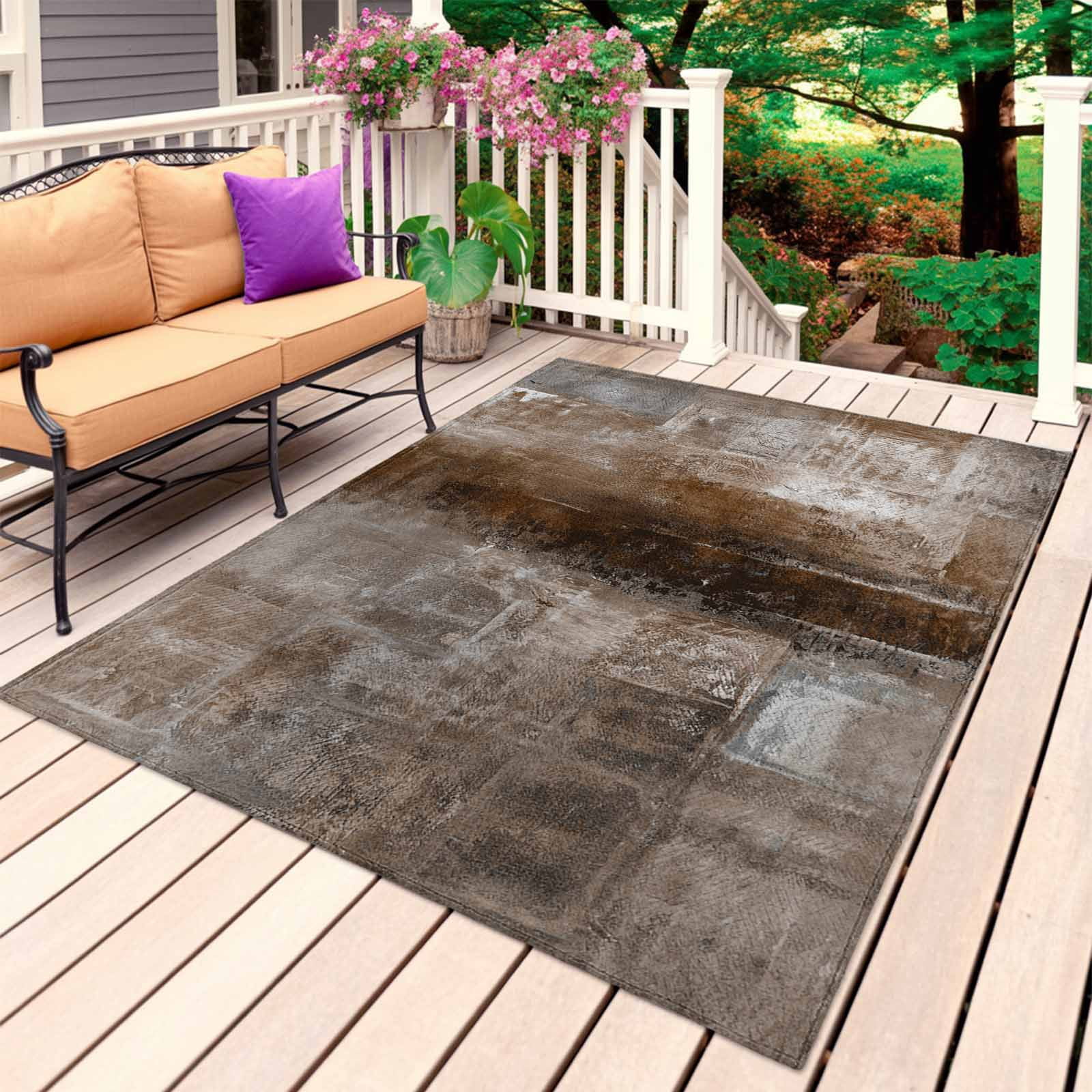 Outdoor Rug 3' x 5', Brown Large Carpet Area Rugs for Patio, RV, Deck ...