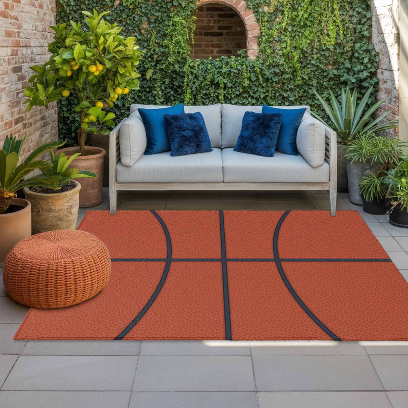 Outdoor Rug 3x5 ft Basketball Court Outdoor Large Area Rug Non Slip ...
