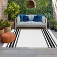 thumbnail image 1 of Outdoor Rug 3x5 ft Black White Striped Outdoor Large Area Rug Non Slip Rubber Farmhouse Striped Front Door Mat RV Rug Camping Carpet Patio Outdoor Rugs for Backyard Balcony Deck Porch Indoor, 1 of 9