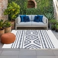 thumbnail image 1 of Outdoor Rug 3x5 ft Blue Boho Outdoor Large Area Rug Non Slip Rubber Geometric Tribe Bohemian Style Front Door Mat RV Rug Camping Carpet Patio Outdoor Rugs for Backyard Balcony Deck Porch Indoor, 1 of 9