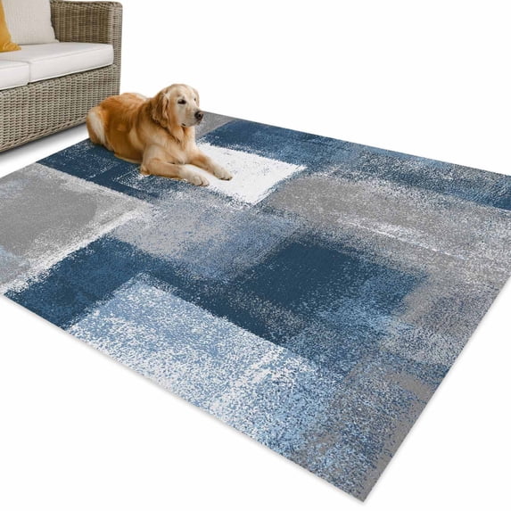 Outdoor Rug 3x5 ft Blue Oil Painting Waterproof Outdoor Patio Rug Mat Non Slip Outside Area Rugs Carpet for RV,Camping,Porch,Deck,Pool,Balcony,Backyard, Abstract Graffiti Art