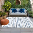 thumbnail image 1 of Outdoor Rug 3x5 ft Blue White Lines Outdoor Large Area Rug Non Slip Rubber Abstract Art Front Door Mat RV Rug Camping Carpet Patio Outdoor Rugs for Backyard Balcony Deck Porch Indoor, 1 of 9