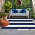 thumbnail image 1 of Outdoor Rug 3x5 ft Blue White Stripes Outdoor Large Area Rug Non Slip Rubber Simple Style Striped Front Door Mat RV Rug Camping Carpet Patio Outdoor Rugs for Backyard Balcony Deck Porch Indoor, 1 of 9