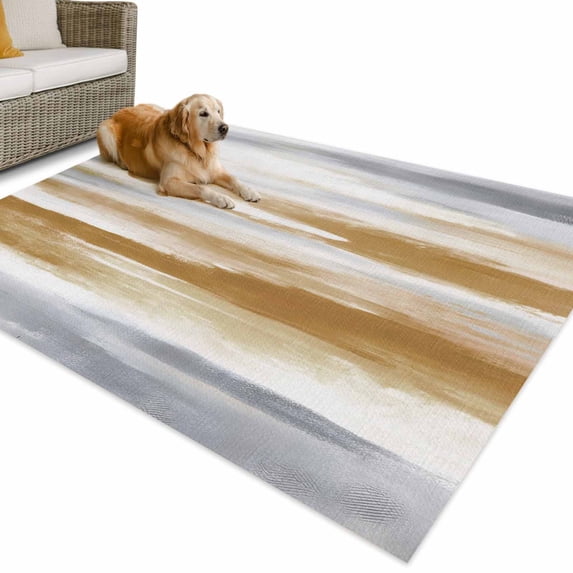 Outdoor Rug 3x5 ft Brown Grey Paint Waterproof Outdoor Patio Rug Mat Non Slip Outside Area Rugs Carpet for RV,Camping,Porch,Deck,Pool,Balcony,Backyard, Abstract Art Texture