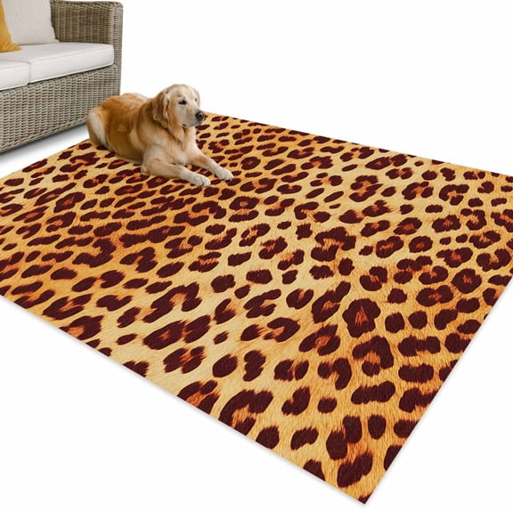 Outdoor Rug 3x5 ft Brown Leopard Print Waterproof Outdoor Patio Rug Mat Non Slip Outside Area Rugs Carpet for RV,Camping,Porch,Deck,Pool,Balconybackyard,Wild Animal Abstract Texture