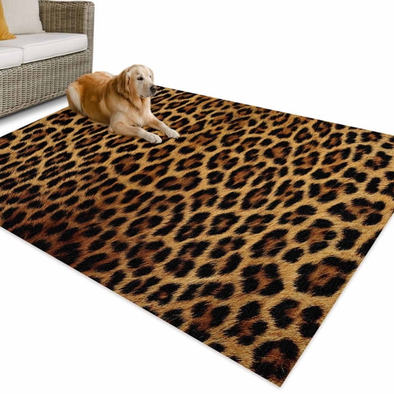 Outdoor Rug 3x5 ft Brown Retro Leopard Print Waterproof Outdoor Patio Rug Mat Non Slip Outside Area Rugs Carpet for RV,Camping,Porch,Deck,Pool,Balconybackyard,Abstract Animal Texture