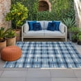 thumbnail image 1 of Outdoor Rug 3x5 ft Buffalo Plaid Outdoor Large Area Rug Non Slip Rubber Blue Watercolor Check Stripes Front Door Mat RV Rug Camping Carpet Patio Outdoor Rugs for Backyard Balcony Deck Porch Indoor, 1 of 9