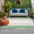 thumbnail image 1 of Outdoor Rug 3x5 ft Cream Striped Outdoor Large Area Rug Non Slip Rubber Ombre Green Stripes Front Door Mat RV Rug Camping Carpet Patio Outdoor Rugs for Backyard Balcony Deck Porch Indoor, 1 of 9