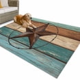 thumbnail image 1 of Outdoor Rug 3x5 ft Farmhouse Barn Star Waterproof Outdoor Patio Rug Mat Non Slip Outside Area Rugs Carpet for RV,Camping,Porch,Deck,Pool,Balconybackyard,Rustic Brown Teal Wood Texture, 1 of 9