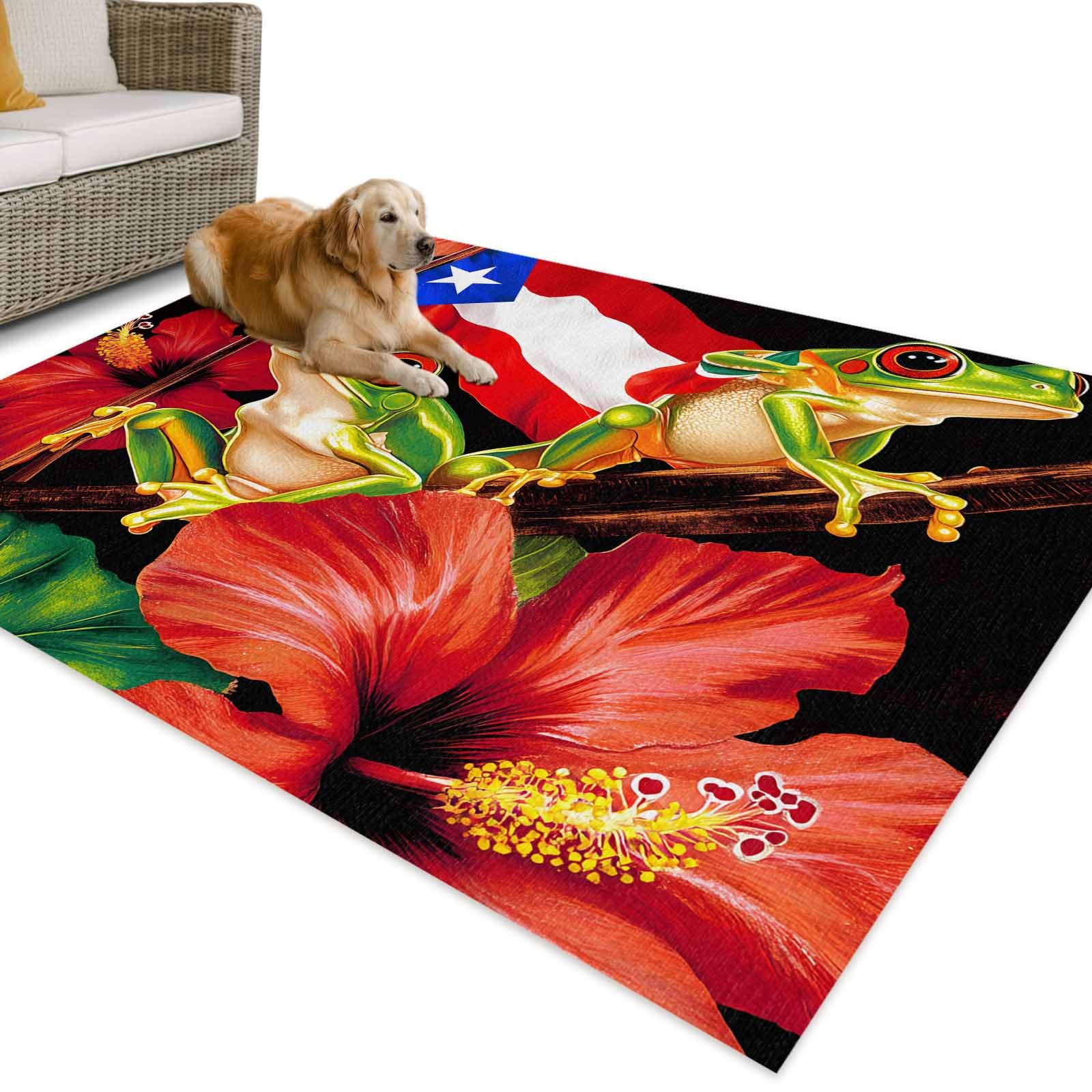 Puerto Rican Rug Designs Outdoor Rug 3x5 ft Frog Puerto Rico Flag Waterproof Outdoor Patio Rug ...