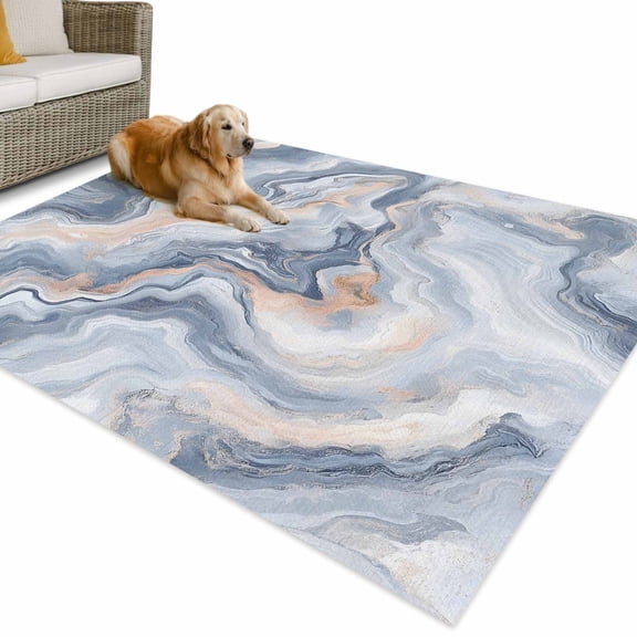 Outdoor Rug 3x5 ft Gray Slate Blue Waterproof Outdoor Patio Rug Mat Non Slip Outside Area Rugs Carpet for RV,Camping,Porch,Deck,Pool,Balconybackyard,Abstract Marble Textured