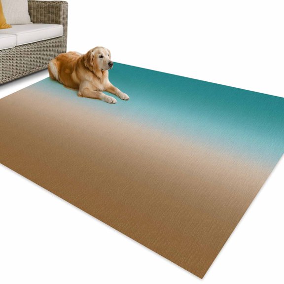 Outdoor Rug 3x5 ft Green and Brown Ombre Waterproof Outdoor Patio Rug Mat Non Slip Outside Area Rugs Carpet for RV,Camping,Porch,Deck,Pool,Balcony,Backyard, Gradient Gradual Color