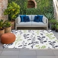 thumbnail image 1 of Outdoor Rug 3x5 ft Green Leaves Outdoor Large Area Rug Non Slip Rubber Blue Leaf Branches Plants Front Door Mat RV Rug Camping Carpet Patio Outdoor Rugs for Backyard Balcony Deck Porch Indoor, 1 of 9