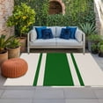 thumbnail image 1 of Outdoor Rug 3x5 ft Green Stripe Lines Outdoor Large Area Rug Non Slip Rubber Linen Striped Front Door Mat RV Rug Camping Carpet Patio Outdoor Rugs for Backyard Balcony Deck Porch Indoor, 1 of 9