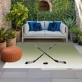 thumbnail image 1 of Outdoor Rug 3x5 ft Hockey Player Outdoor Large Area Rug Non Slip Rubber Sports Ground Gradient Green Front Door Mat RV Rug Camping Carpet Patio Outdoor Rugs for Backyard Balcony Deck Porch Indoor, 1 of 9