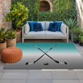 thumbnail image 1 of Outdoor Rug 3x5 ft Hockey Player Outdoor Large Area Rug Non Slip Rubber Sports Ground Ombre Grey Turquoise Front Door Mat RV Rug Carpet Patio Outdoor Rugs for Backyard Balcony Deck Porch Indoor, 1 of 9