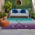 thumbnail image 1 of Outdoor Rug 3x5 ft Hockey Player Outdoor Large Area Rug Non Slip Rubber Sports Ground Ombre Turquoise Purple Front Door Mat RV Rug Carpet Patio Outdoor Rugs for Backyard Balcony Deck Porch Indoor, 1 of 9