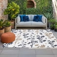 thumbnail image 1 of Outdoor Rug 3x5 ft Khaki Leaves Outdoor Large Area Rug Non Slip Rubber Blue Leaf Branches Plants Front Door Mat RV Rug Camping Carpet Patio Outdoor Rugs for Backyard Balcony Deck Porch Indoor, 1 of 9