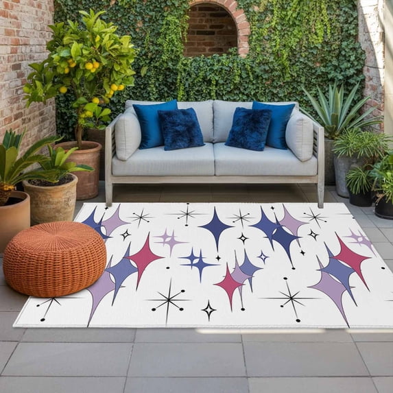 Outdoor Rug 3x5 ft Lavender Purple Pink Diamond Outdoor Large Area Rug Non Slip Modern Geometric Mid Century Front Door Mat RV Rug Carpet Patio Outdoor Rugs for Backyard Balcony Deck Porch Indoor