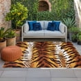 thumbnail image 1 of Outdoor Rug 3x5 ft Leopard Stripes Outdoor Large Area Rug Non Slip Rubber Brown Animal Fur Print Front Door Mat RV Rug Camping Carpet Patio Outdoor Rugs for Backyard Balcony Deck Porch Indoor, 1 of 9
