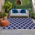 thumbnail image 1 of Outdoor Rug 3x5 ft Moroccan Pattern Outdoor Large Area Rug Non Slip Rubber Geometric Trellis Navy Blue Front Door Mat RV Rug Camping Carpet Patio Outdoor Rugs for Backyard Balcony Deck Porch Indoor, 1 of 9