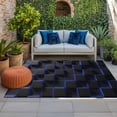 thumbnail image 1 of Outdoor Rug 3x5 ft Navy Blue Black Cubes Outdoor Large Area Rug Non Slip Rubber Modern Artificial Front Door Mat RV Rug Camping Carpet Patio Outdoor Rugs for Backyard Balcony Deck Porch Indoor, 1 of 9