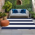 thumbnail image 1 of Outdoor Rug 3x5 ft Navy Blue Stripe Outdoor Large Area Rug Non Slip Rubber Simple Style White Striped Front Door Mat RV Rug Camping Carpet Patio Outdoor Rugs for Backyard Balcony Deck Porch Indoor, 1 of 9