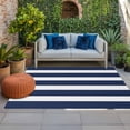 thumbnail image 1 of Outdoor Rug 3x5 ft Navy Blue Stripes Outdoor Large Area Rug Non Slip Rubber Simple Striped Front Door Mat RV Rug Camping Carpet Patio Outdoor Rugs for Backyard Balcony Deck Porch Indoor, 1 of 9