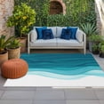 thumbnail image 1 of Outdoor Rug 3x5 ft Ombre Turquoise Waves Outdoor Large Area Rug Non Slip Rubber Abstract Gradient Color Front Door Mat RV Rug Camping Carpet Patio Outdoor Rugs for Backyard Balcony Deck Porch Indoor, 1 of 9