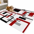 thumbnail image 1 of Outdoor Rug 3x5 ft Red Abstract Lines Waterproof Outdoor Patio Rug Mat Non Slip Outside Area Rugs Carpet for RV,Camping,Porch,Deck,Pool,Balcony,Backyard, Modern Art, 1 of 9