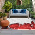 thumbnail image 1 of Outdoor Rug 3x5 ft Red Marble Outdoor Large Area Rug Non Slip Rubber White Modern Abstract Art Luxury Fluid Front Door Mat RV Rug Carpet Patio Outdoor Rugs for Backyard Balcony Deck Porch Indoor, 1 of 9