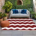 thumbnail image 1 of Outdoor Rug 3x5 ft Red and White Stripes Outdoor Large Area Rug Non Slip Rubber Sea Wave Front Door Mat RV Rug Camping Carpet Patio Outdoor Rugs for Backyard Balcony Deck Porch Indoor, 1 of 9