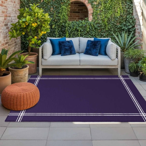 Outdoor Rug 3x5 ft Solid Color Outdoor Large Area Rug Non Slip Rubber Dark Purple Front Door Mat RV Rug Camping Carpet Patio Outdoor Rugs for Backyard Balcony Deck Porch Indoor