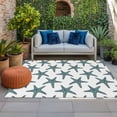 thumbnail image 1 of Outdoor Rug 3x5 ft Summer Starfish Outdoor Large Area Rug Non Slip Rubber Beach Teal Front Door Mat RV Rug Camping Carpet Patio Outdoor Rugs for Backyard Balcony Deck Porch Indoor, 1 of 9