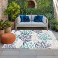 thumbnail image 1 of Outdoor Rug 3x5 ft Teal Blue Grey Ocean Coral Outdoor Large Area Rug Non Slip Rubber Summer Marine Life Front Door Mat RV Rug Camping Carpet Patio Outdoor Rugs for Backyard Balcony Deck Porch Indoor, 1 of 9