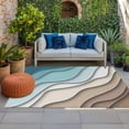 thumbnail image 1 of Outdoor Rug 3x5 ft Teal Blue Modern Geometric Outdoor Large Area Rug Non Slip Turquoise Brown Abstract Ocean Wave Front Door Mat RV Rug Carpet Patio Outdoor Rugs for Backyard Balcony Porch Indoor, 1 of 9
