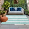 thumbnail image 1 of Outdoor Rug 3x5 ft Teal Linen Stripes Outdoor Large Area Rug Non Slip Rubber Retro Striped Lines Front Door Mat RV Rug Camping Carpet Patio Outdoor Rugs for Backyard Balcony Deck Porch Indoor, 1 of 9