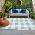 thumbnail image 1 of Outdoor Rug 3x5 ft Teal White Buffalo Plaid Outdoor Large Area Rug Non Slip Rubber Classic Checked Front Door Mat RV Rug Camping Carpet Patio Outdoor Rugs for Backyard Balcony Deck Porch Indoor, 1 of 9