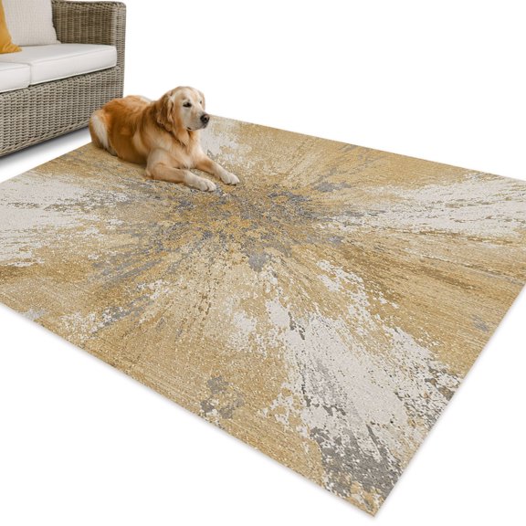 Outdoor Rug 3x5 ft Yellow Radiating Burst Waterproof Outdoor Patio Rug Mat Non Slip Outside Area Rugs Carpet for RV,Camping,Porch,Deck,Pool,Balcony,Backyard, Art Graffiti