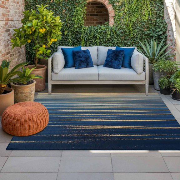 Outdoor Rug 3x5ft Waves Large Area Rug Abstract Art Indoor Outdoor Carpet Outdoor Rugs Mats for Patio Camping,RV,Front Door, Outside Decor