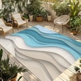 thumbnail image 1 of Outdoor Rug 4x6 Feet, Aqua Beige Ombre Entryway Rugs Floor Mats, Washable Runner Rug Non Slip, Modern Abstract Moire Art Geometric Indoor Outside Rugs for Patios/Porch/Camping, 1 of 9