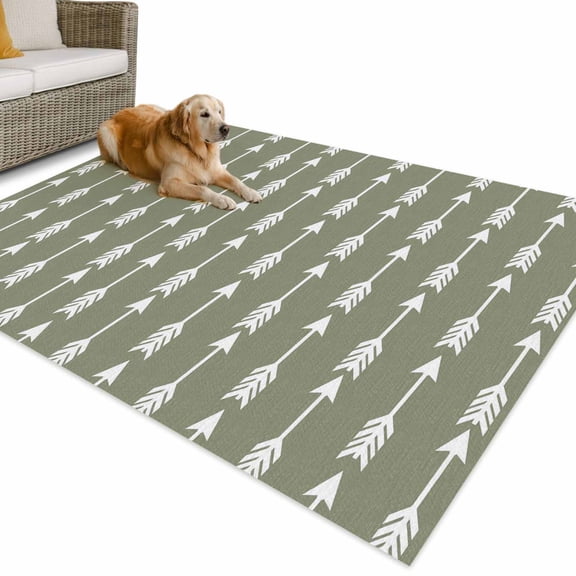 Outdoor Rug 4x6 ft Arrows Shafts Fletching Waterproof Outdoor Patio Rug Mat Non Slip Outside Area Rugs Carpet for RV,Camping,Porch,Deck,Pool,Balcony,Backyard, Sage Green Bohemian Tribal Style