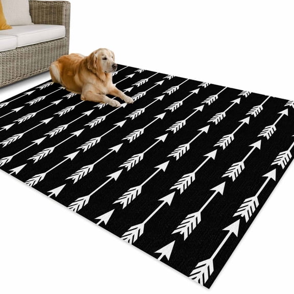 Outdoor Rug 4x6 ft Arrows Shafts Fletching Waterproof Outdoor Patio Rug Mat Non Slip Outside Area Rugs Carpet for RV,Camping,Porch,Deck,Pool,Balcony,Backyard, Black Bohemian Tribal Style