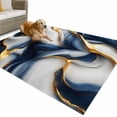 thumbnail image 1 of Outdoor Rug 4x6 ft Blue Gold Abstract Marble Texture Waterproof Outdoor Patio Rug Mat Non Slip Outside Area Rugs Carpet for RV,Camping,Porch,Deck,Pool,Balconybackyard,Modern Fluid Art Line, 1 of 9