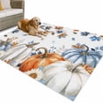 thumbnail image 1 of Outdoor Rug 4x6 ft Fall Thanksgiving Waterproof Outdoor Patio Rug Mat Non Slip Outside Area Rugs Carpet for RV,Camping,Porch,Deck,Pool,Balconybackyard,Orange Blue White Floral Pumpkins Maple Leaf, 1 of 9