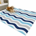thumbnail image 1 of Outdoor Rug 4x6 ft Geometric Striped Pattern Waterproof Outdoor Patio Rug Mat Non Slip Outside Area Rugs Carpet for RV,Camping,Porch,Deck,Pool,Balconybackyard,Navy Blue Grey White Wave Pattern, 1 of 9