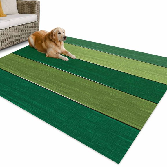Outdoor Rug 4x6 ft Green Wood Grain Waterproof Outdoor Patio Rug Mat Non Slip Outside Area Rugs Carpet for RV,Camping,Porch,Deck,Pool,Balcony,Backyard, Farm Barn Wooden Stripes