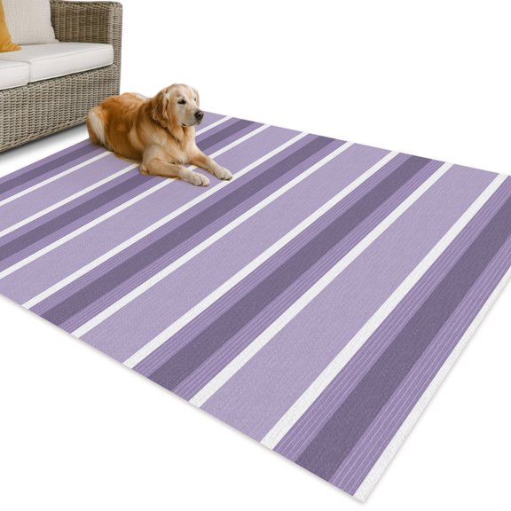 Outdoor Rug 4x6 ft Lavender Stripes Waterproof Outdoor Patio Rug Mat Non Slip Outside Area Rugs Carpet for RV,Camping,Porch,Deck,Pool,Balcony,Backyard, Classic Vertical Lines Striped
