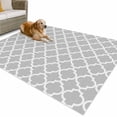 thumbnail image 1 of Outdoor Rug 4x6 ft Light Grey White Geometric Waterproof Outdoor Patio Rug Mat Non Slip Outside Area Rugs Carpet for RV,Camping,Porch,Deck,Pool,Balconybackyard,Minimalist Morocco Pattern, 1 of 9